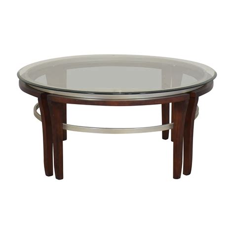 Dimensions and additional photos can be found in the URLs below. . Coffee table macys